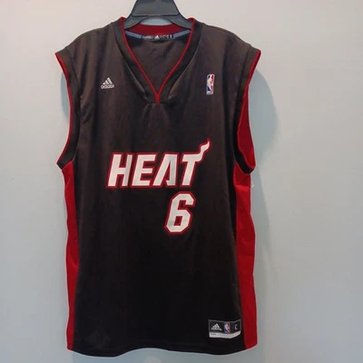 RARE LEBRON KING JAMES MIAMI HEAT ADIDAS NBA #6 JERSEY SZ L - Image 1 of 4
