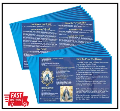 MOTISKYY 50 Pcs How to Pray the Rosary Prayer Card 6 x 4 Inches Rosary Pamphlet Paper