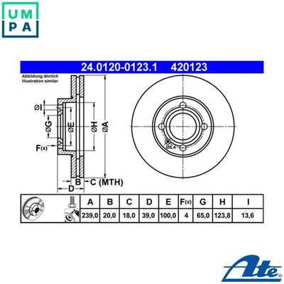2x BRAKE DISC 24.0120-0123.1 FOR VW SANTANA GOLF/III/Mk/�/Cabriolet/Van VENTO - Image 1 of 4