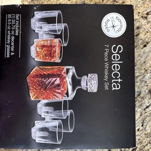 Bormioli Rocco Selecta 7 Piece Whiskey Glass Set & Decanter NEVER USED In Box - Picture 1 of 2