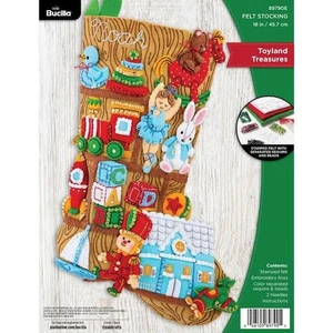 Bucilla 18" Felt Christmas Stocking Kit - Toyland Treasures 89790E - Picture 1 of 5