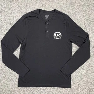 Michael Kors Long Sleeve Shirt Mens Medium Blade Henley Blade Collar Logo Polo - Picture 1 of 7