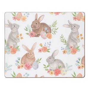 Mantel individual de tablero duro Spring Flora Easter Bunny Rabbit, 13" x 16" - Imagen 1 de 2