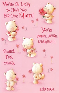 Cute HAPPY BIRTHDAY Card FOR MOM, Teddy Bears, by American Greetings + Envelope - Picture 1 of 5