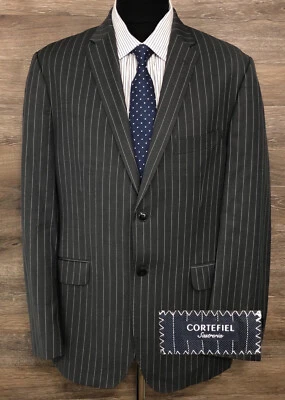 Cortefiel Sastreia Men's Wool Gray Striped 2-Button Blazer Sport Coat Jacket 42 - Image 1 of 4