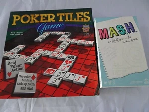 PARTY GAMES Lot 2 Complete M.A.S.H Adult Game (new) & Poker Tiles Game  - Picture 1 of 12