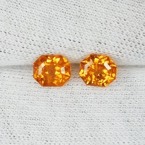 2.58Cts Best Luster Fanta Arancione Naturale Granato Mandarino Coppia Ottagoni Fantasia...!! - Foto 1 di 3