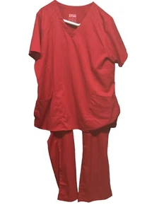 WonderWink Pro Nursing Medical Scrub Top Large Red Uniform Pockets Med Pants - Picture 1 of 12
