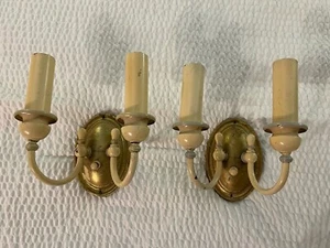 2 Vintage 1930s Metal Art Deco / French Wall Sconce Light About 9” Tall, 7” Wide - Picture 1 of 14