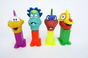 Lote de 4 patas verdes rojas amarillas mini dispensadores Pez cabeza de dragón - Imagen 1 de 6