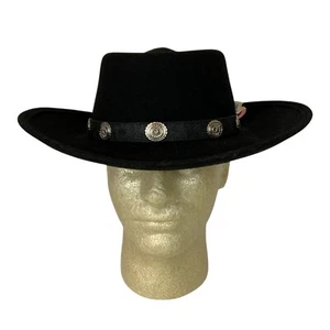 Bullhide Close Friend Shapeable Cowboy Hat Large Black Wool Felt Concho Detail - Picture 1 of 10