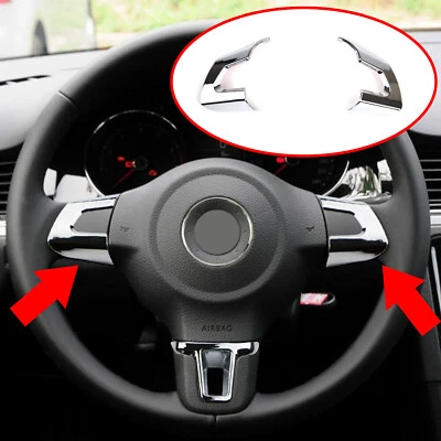 Für-VW Golf MK6 Caddy Bora Touran Chrom Lenkrad Blende Abdeckung Leiste Rahmen - Bild 1 von 4