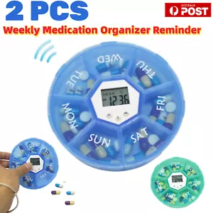 Pill Storage Box Weekly Medication Organizer Medicine Holder Dispenser Reminder - Picture 1 of 13