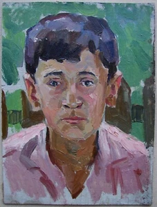 Ukrainian Soviet USSR Oil Painting impressionism child portrait teenager boy - Picture 1 of 2