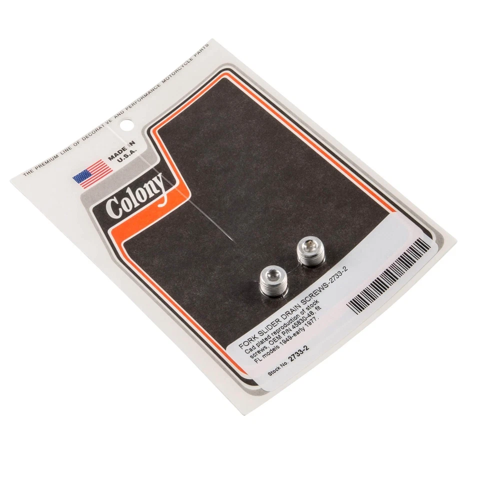 #2733-2 Parafusos de drenagem deslizantes de garfo 1949-1977 Harley-Davidson FL CAD Colony Machine - Imagem 1 de 1