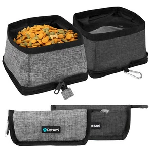 Travel Dog Bowl Collapsible Foldable Expand Water Dish for Pet Cat Food Hiking - Picture 1 of 41