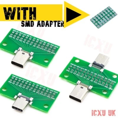 USB Type C Female Male Connector Breakout Board Solder Modules Test Hack PCB SMD - Image 1 of 4