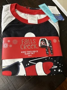NWT Falls Creek Kids Christmas Santa Hand Motion Pajamas Sz S (6-7) 2pc Set - Picture 1 of 2