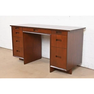 Frank Lloyd Wright Taliesin Mahogany Double Pedestal Desk, Newly Refinished - Picture 1 of 11