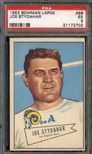 1952 BOWMAN LARGE #99 JOE STYDAHAR PSA 5 (RC) SP RAMS CO HOF - Foto 1 di 2