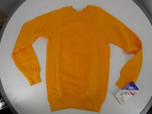 NOS vtg Bassett-Walker blank Yellow Crewneck Raglan Sweatshirt USA 50/50 Small - Picture 1 of 8