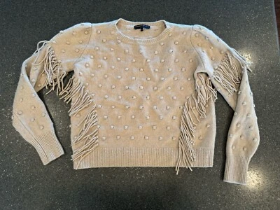 Generation Love Wool Cashmere Blend Beige Fringe Sweater Size Large - Image 1 of 4