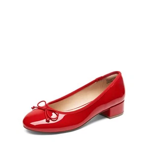 Women Pumps Round Toe Cute Bow-knot Slip On Low Block Daily Wear Dating Pumps - Picture 1 of 29