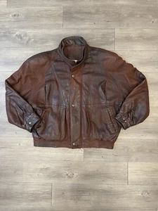 Vintage Remy Jacket Large 46 Brown Leather Full Zip Up Snap Coat USA Made - Picture 1 of 16