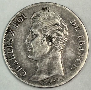 1827 A France 1 Franc Paris Charles X - Picture 1 of 2