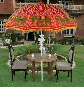 Garden Parasol Embroidered Indian Outdoor Sun Shade Patio Hippie Umbrella 70" - Picture 1 of 5
