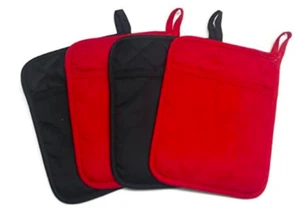 Neoprene Pot Holders With pocket great gift Set of 2 Red And 2 Black (TOTA-4) - Picture 1 of 3