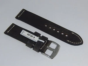 "FLUCO (Alemania) Vintage Reloj Banda de Cuero 24 mm Gris Marrón "RODEO PAN" - Imagen 1 de 3