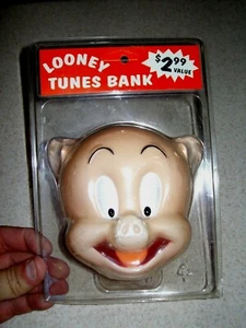 RARE VINTAGE Porky Pig Warner Bros Looney Tunes Coin Piggy Bank New Old Stock - Picture 1 of 4