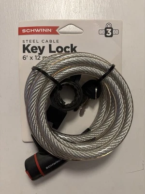 Schwinn Bike Anti Theft Steel Cable Key Lock 6' X 12 mm Security Level 3 New - Image 1 of 2