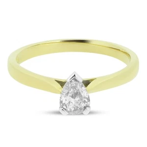 18ct Yellow Gold Pear-Cut Diamond Solitaire Ring - Picture 1 of 3
