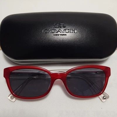 Очки солнцезащитные Coach HADLEY HC6042F серые выцветшие линзы ~ бордовая и прозрачная оправа ~ чехол - Изображение 1 из 4