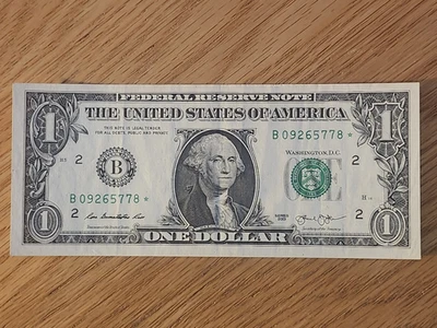 RARE-ERROR DC  2013 B Duplicate $1 Star Note Serial # B 09265778* - Image 1 of 4