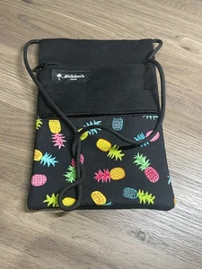 Mailelani's Kauai black crossbody purse Pineapples 9”x 7” Rare Great Condition - Picture 1 of 3