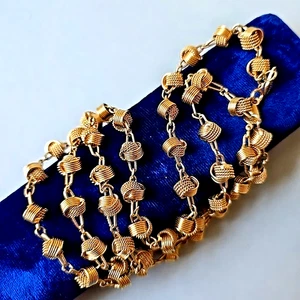 Collar Cadena Vintage Guy Laroche Paris Chapado en Oro Nudos Eslabones 34"L - Imagen 1 de 4
