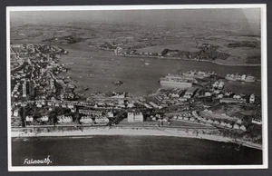 Postkarte Falmouth Cornwall Luftbild Stadt und Schifffahrt RP einfache Rückseite - Bild 1 von 2