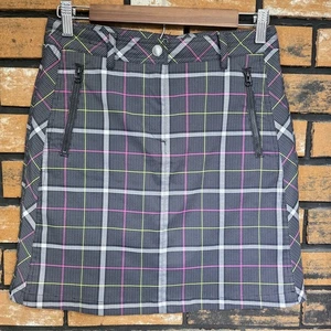 Nivo Golf Skirt / Skort Black Gray White Purple & Green Plaid Size 2 Tech - Picture 1 of 8