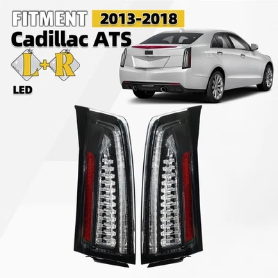 Red Upgrade Black LED Tail Light For 2013-2018 Cadillac ATS Sedan Left+Right Set - Image 1 of 4