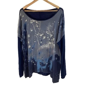 Sandwich Navy Abstract Print Wide Neck Top L - Picture 1 of 4