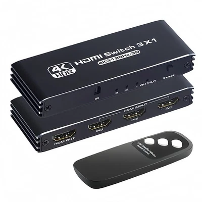HDMI Switcher 3 in 1 Out 4K 120Hz IR Remote Control For PS5/PS4/PS3/Xbox/TV/DVD - Image 1 of 4