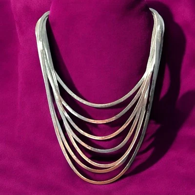 "Collar Cookie Lee plata multihilo Y2K vintage en capas ajustable 16-22""" Foto 1 de 4