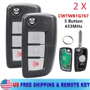 2 For 2014 - 2020 Nissan Rogue Flip Car Key Keyless Entry Remote Fob CWTWB1G767 - Picture 1 of 7