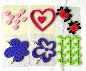 Duncan klobige Schichten Handwerk Schaumstoff Marienkäfer Herzen Blumen durchsichtige Halterungen (6) Vintage - Bild 1 von 8