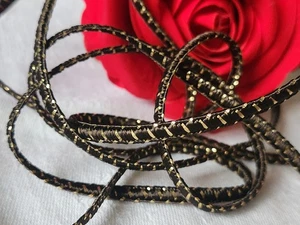 Cordon vintage doré marron galon 3 métres sur 0,4 cm  made in France  A3 - Picture 1 of 3