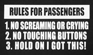 Rules for passengers funny sticker racing for JDM truck diesel ford window decal - Picture 1 of 1