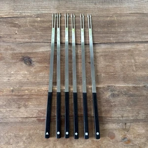 Vintage WMF Germany Fondue Cocktail Gabeln 6er Set MCM schwarze Griffe geometrisch - Bild 1 von 8